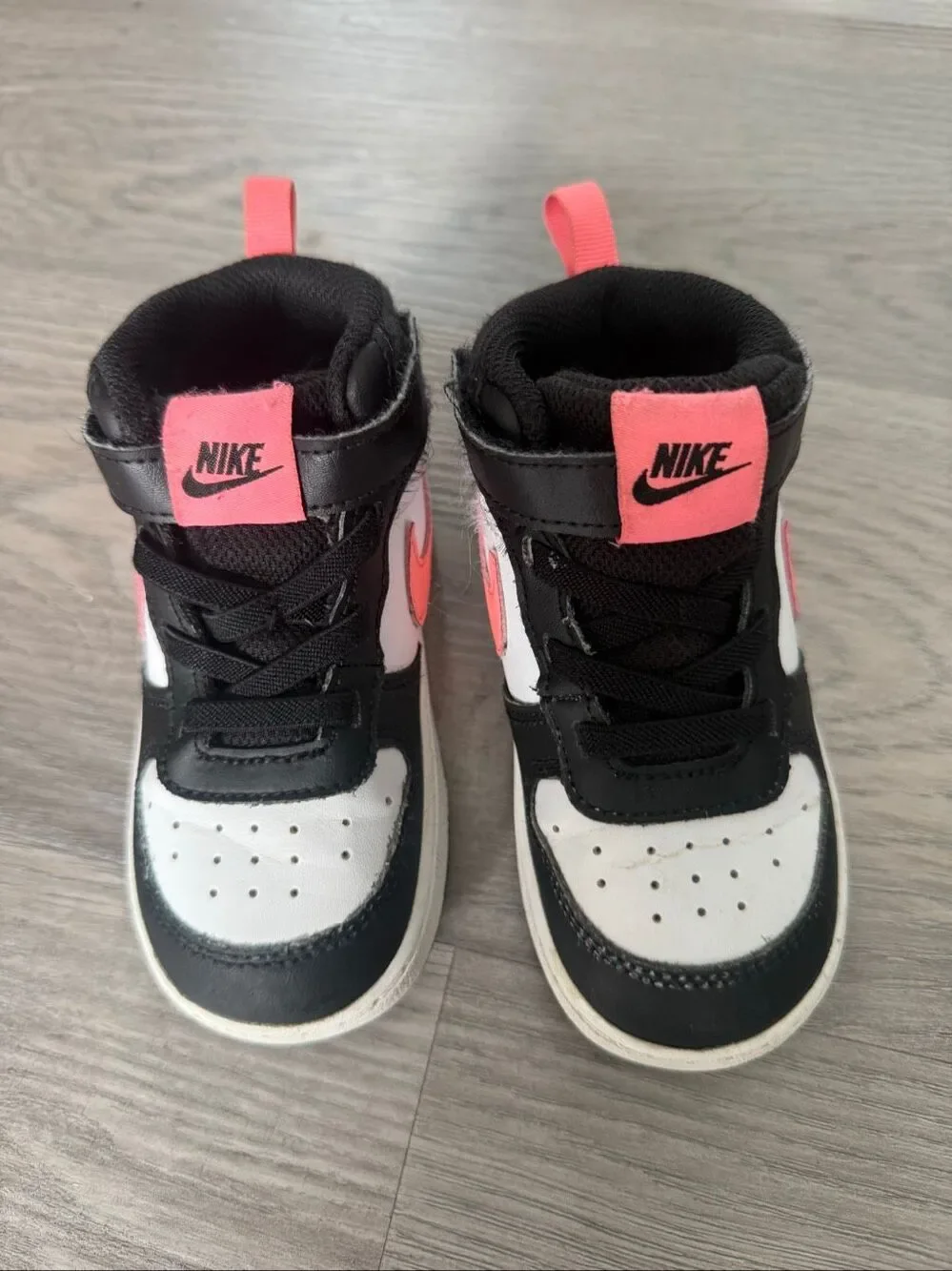 Nike Girls' 8 Toddler Court Borough Mid 2 Sneakers - Pink, Black & White
